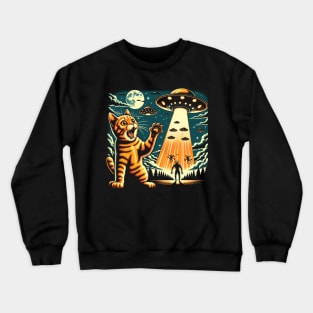 Funny Cat Alien Invasion Crewneck Sweatshirt